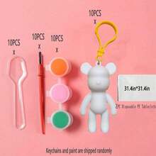 10 件/6 件/1 件流体亚克力熊工艺套件批发，DIY 手工流体熊钥匙扣 - 白色 - 查看 16