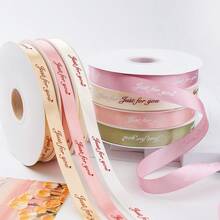 Brown Kraft Paper, Printed Polyester Ribbon With English Letters, Floral Wrapping Satin Ribbon For Flower Shops, Jacquard Mesh Hollow Floral Wrapping Paper, Flower Shop Supplies, Flower Bouquet Wrapping Paper, Fresh Flowers & Floral Supplies, Suitable For Birthday, Wedding, Valentine's Day Gift Wrapping, DIY Craft Gift Packaging - Multicolor - View 8