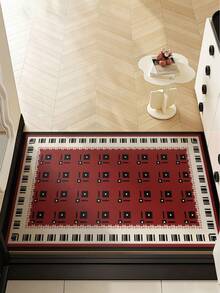Entrance Doormat, Leather PVC Non-Slip Washable Carpet Door Mat, Red - Multicolor - View 6