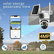 Dual Lens Solar IP Camera 4MP 2K Wireless Surveillance Camera WiFi For Smart Home Night Vision With People Detection CCTV - Multicolor - View 8