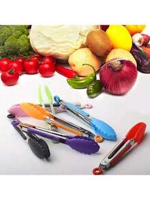 1-Piece Set Of Small Kitchen Clip, 7-Inch Mini Food Clip, Stainless Steel Food Clip, Bread Clip, Barbecue Clip, Anti Scald Barbecue Clip, Kitchen Supplies With Heat-Resistant Nylon Clamp, Suitable For Cooking, Holding Food, Grilling, Grilling, Salad, Kitchen Utensils, Baking Accessories - Multicolor - View 4