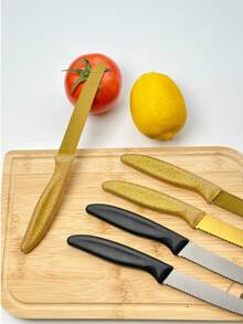 4 pièces Couteau à dessert, couteau à beurre, couteau à steak, couteau à tomate, couteau à pain, couteau multifonction, couteaux de table en acier inoxydable de couleur dorée, convenant pour restaurant, cuisine domestique, table de salle à manger, mariage, rassemblement en plein air, célébration de fête - 4 articles - Voir 7