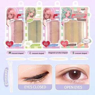 Invisible Natural Double Eyelid Tapes, Strong Adhesive & Long-Lasting, Waterproof & Sweatproof, Gentle & Skin-Friendly, No Trace When Eyes Closed, Enlarges Eyes, Beginner & Makeup Lover Friendly