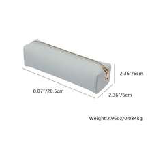 Student Color Pencil Faux Leather Case Bag Storage Cosmetic For Schoolsss (Gray,Faux Leather) - Gray - 查看 3