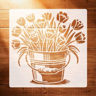 New Washable Reusable Tulip Painting Template, Floral Gardening Stencil Suitable For Gardening Art Design, Garden Themed Design, Furniture Decor, Painting Design, DIY Crafts Hobbyists