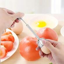 1个不锈钢鸡蛋敲击器，带蛋杯，鸡蛋顶部开启器 - 轻松敲开并去除溏心蛋的顶部，理想的厨房工具
