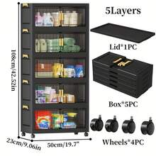 Collapsible Stackable Storage Bins Stackable Storage Containers Aesthetic Home Decor Multi Scene Space Saving Organization Solution Toy Storage Bins For Closet Kitchen Bathroom Office Dorm Garage Travel Foldable Storage System With Lids Versatile Storage Container For Clothes Shoes Books Makeup Office Supplies Room Decoration Essentials - 黑色 - 查看 12