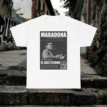 Football Soccer Argentina Maradona Unisex Heavy Cotton Tee, Sports Fan Gift, Argentina Soccer Shirt, - 白色 - 查看 1