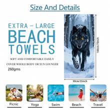1pc Snow Wolf Beach Towel, Super Soft Microfiber Extra Large Beach Blanket, Super Absorbent Bath Towel, Suitable For Travel, Swimming Pool, Diving, Surfing, Yoga, Camping, Available In Multiple Sizes, Beach Accessories For Beach, Pool, Travel, Camping, Yoga - Multicolor - View 27