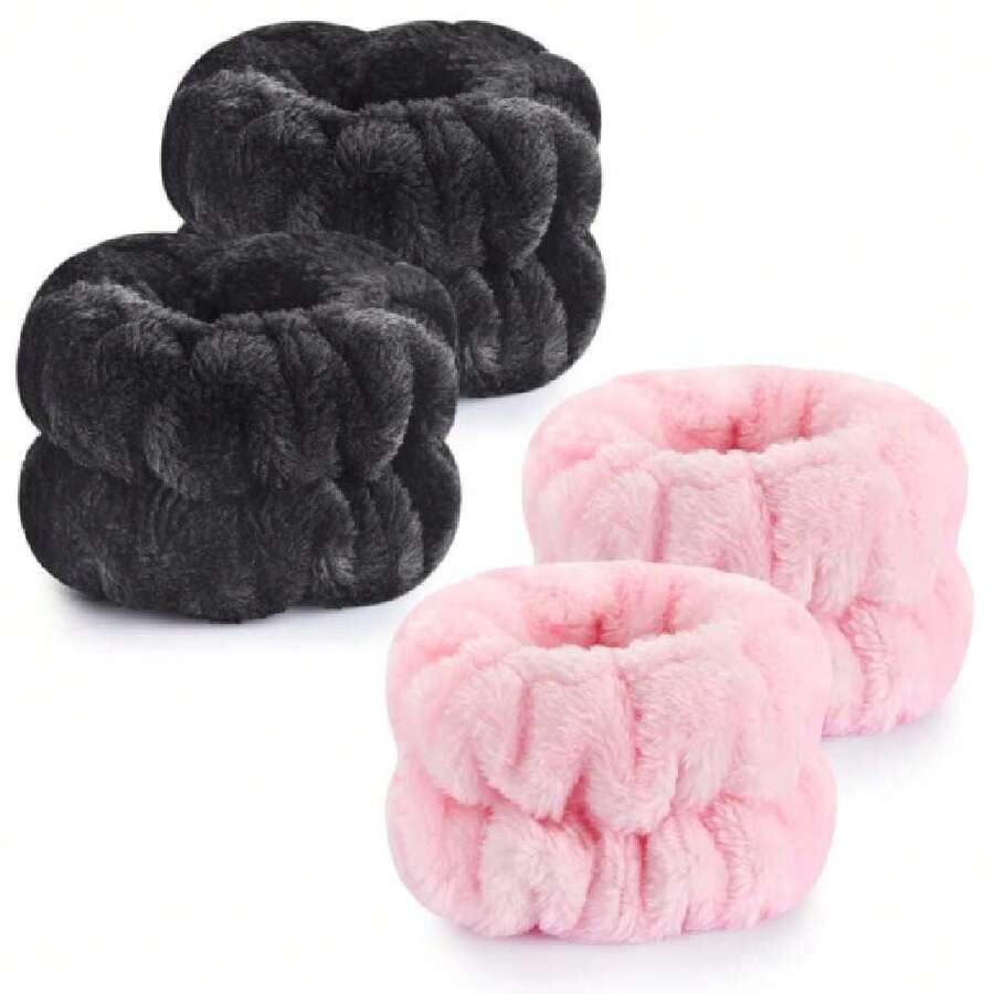 4 Pcs Wrist Bands For Washing Face, Microfiber Wrist Towels For Washing Face, Spa Wristbands For Washing Face, Face Wash Wristbands, Arm Bands For Washing Face For Woman And ,40065325 - 黑色 - 查看 1