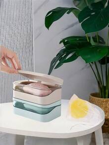 1/2/3pcs[Best Seller]Soap Dish With Cover - Thickened Anti-Slip Bathroom Storage Rack, Detachable Shower Caddy, Suitable For Home/Dorm/Travel, Multiple Colors Available (Color Randomly Sent), Green Decor - Multicolor - View 4