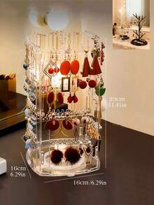 1 pieza Soporte giratorio para exhibición de joyas, soporte para collar y pendientes, pulsera de sobremesa para mujer para viajes