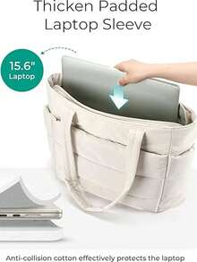 新款时尚经典多功能白色手提包，简约设计，绗缝细节，单肩双提手设计，时尚女士单肩包，适合商务、通勤、购物、聚会、圣诞夜及圣诞节礼物，是圣诞旅行的完美之选。 - 白色 - 查看 3