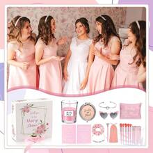 88 Pcs Bridesmaid Proposal Gifts Bridesmaid Box Set Maid Of Include Box Candle Invited Cards Scrunchies Hair Elastics Ties Knotted Bracelets Pens Blue - 粉紅色 + 清新 - 查看 7