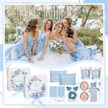 88 Pcs Bridesmaid Proposal Gifts Bridesmaid Box Set Maid Of Include Box Candle Invited Cards Scrunchies Hair Elastics Ties Knotted Bracelets Pens Blue - 藍色 + 優雅 - 查看 8