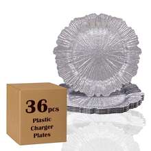 12/36pcs 13" Charger Plate, Floral Reef Charger For Dinning Plates, Table Setting And Wedding Party Table Decor. - Silver - View 9