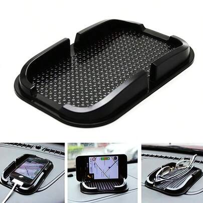 1pc Black Non-Slip Car Phone Holder Pad, Provides A Stable Placement For Phones, Allowing Drivers To Conveniently Check Phone Information While Driving, Heat-Resistant Car Dashboard Placement Mat, Non-Slip Pad