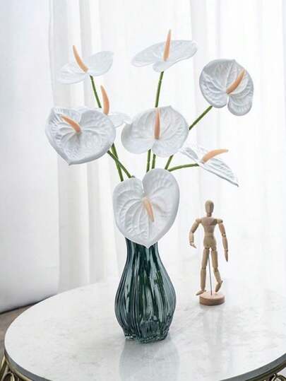 仿真丝质填充植物枝干，适用于DIY婚礼捧花、餐桌摆饰、新娘派对、家居装饰；23.6英寸仿真白色马蹄莲，适用于DIY花瓶插花、捧花、餐桌摆饰、婚礼、新娘派对、家居装饰