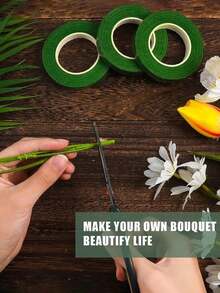 1~8Rolls Floriculture Tape Self-Adhesive Bouquet Floral Stem Paper Tape Stamen Wrapping Florist DIY Flower Craft Wedding Party Supplies (30Yards/Roll) - Multicolor - View 10