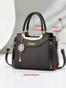 New Elegant Women's Handbag, Classic Stylish Durable Luxury, Spacious Capacity, Shoulder & Crossbody Carry - Coffee - View 4