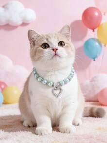 1 件装宠物爱心钻石项链；颈围可调节；猫咪项链；狗狗项链；宠物配饰；宠物用品 - 粉色 - 查看 16