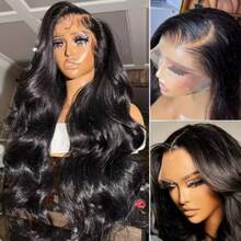 13x4 Body Wave Lace Frontal Wigs HD Transparent Frontal Hand Weaves Wigs Ear To Ear Blended Hair With Baby Hair For Women 200% Density Brazilian Virgin Wig - Natural & Black - View 8