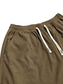 Hidkat Women's Corduroy Casual Straight Leg Pants, Solid Color Drawstring Vintage Pockets, Breathable & Comfortable, Suitable For Daily Activities, Autumn/Winter - Brown - View 8