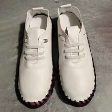 Walking Shoes Womens Shoes Leather Soft Bottom Flats Mom Loafers Leisure Set Of Feet Breathable Round Toe Spring Fall Outdoor Office Work Travel - 米色 - 查看 2