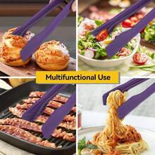 3 PCS Pinzas De Cocina De Plástico, Pinzas Pequeñas Multifuncionales De Cocina Herramientas De Cocina Pinzas Para Servir Comida Utensilios De Cocina (Púrpura),40047069 - Azul - Ver 5