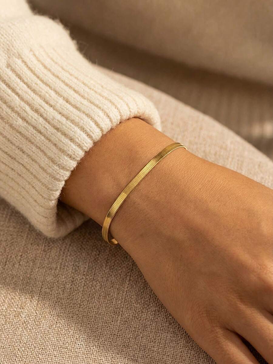 1pc Elegant Knotted Snake Bone 925 Sterling Silver Chain Bracelet, Jewelry Gift For Sisters And Friends - Style 4 - View 1