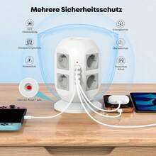 8-Way USB Power Strip With 8 USB Ports And Surge Protection, 2-Meter Long Power Strip With Double Switches For Home/Office - Phích cắm loại F của EU (220-240V) - Xem 2