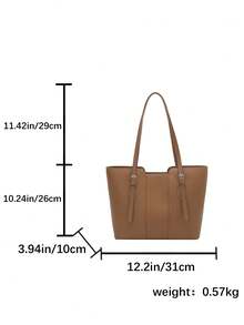 Dedoo New PU Large Capacity Tote Bag For Women, Fashionable And Versatile, Shoulder Bag, Commuter Handbag, Crossbody Bag, Underarm Bag - Brown - View 3