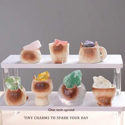 Cute Cat PAI Crystal Blind Box Collectible, Resin Crafts With Fragrance Stone, Decorative Figurine, Gift For Holidays, Birthdays, Perfect Present