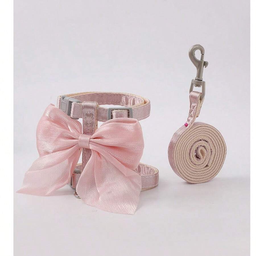 1 Set Cat/Dog Leash Anti-Escape Harness Leash With Bow Tie, Pet Walking Leash Suit - Multicolor - View 1