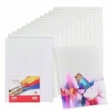 Canvases For Painting - Pack Of 12, 9 X 12 Inch Blank White Canvas Boards - 1OO% Cotton Art Panels For Oil, Acrylic & Watercolor Paint - 9x12吋-12件裝 - 查看 2