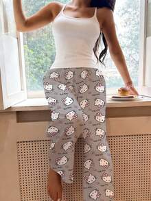 Sanrio 1件Hello Kitty三丽鸥女士睡裤，可爱Y2K风格睡衣，家居服，三丽鸥卡通人物周边商品 - 灰色 - 查看 5