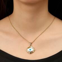 1 件朋克风 304 不锈钢恶魔之眼吊坠项链，简约百搭，适合日常佩戴 - 金色 - 查看 5