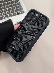 Money 1pc Black Starry Dollar Pattern TPU Material Phone Case Compatible With IPhone 17/17 Pro Max/17 Pro/Air/13/16E/16 Pro Max/16/15/14/12 Pro Max/13 Pro Max/11 Pro/14 Pro/15 Pro/12, Fashionable Protective Soft Case, Luxury Unisex Design - Black - View 4