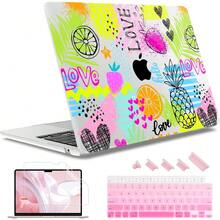 For MacBook Air 13.6 Inch Case A3240 M4 A3113 M3 A2681 M2 With Retina Dispaly, 2025 2024 2023 2022 Release, Plastic Hard Shell Case With Screen Protector & Keyboard Cover, Chalk Pink Bow - 無縫水果 - 查看 1