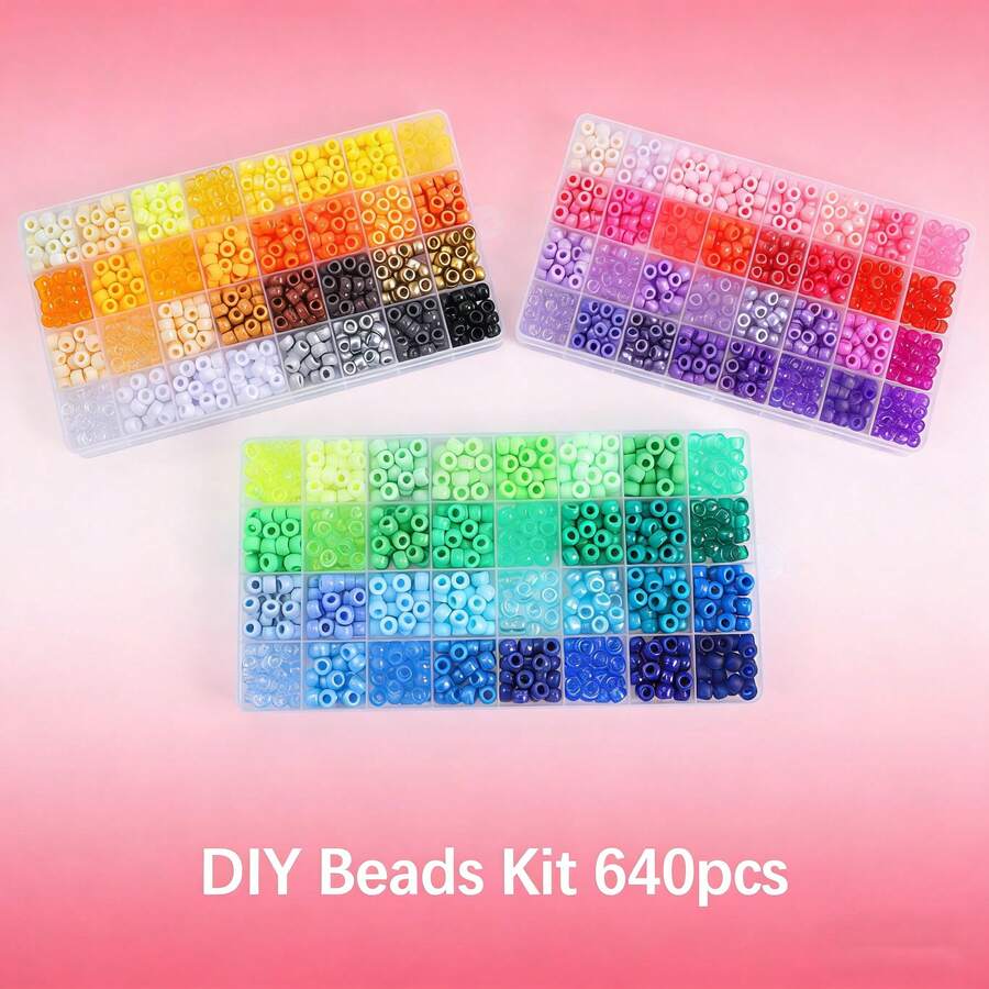 640Pcs Multi-Color Craft Bead Set (Organized Storage Box) Vibrant Assorted Beads For Creative DIY Projects Ideal For Jewelry Making & Handcrafts – Perfect For Crafters, Kids & DIY Enthusiasts - Multicolor - View 1