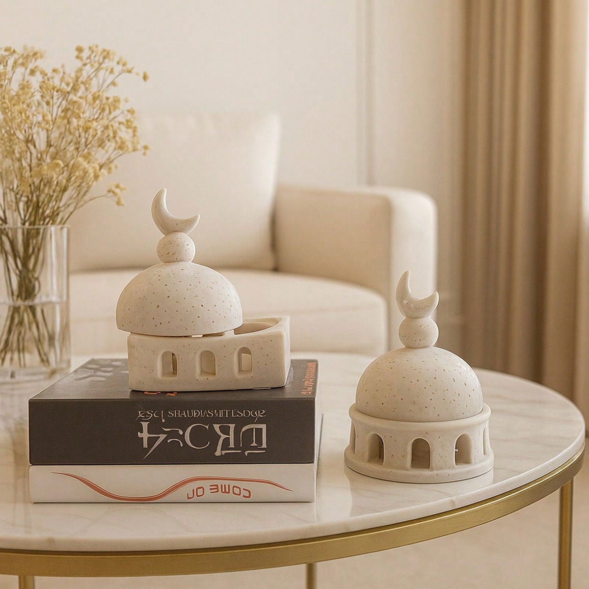 قطعة واحدة من حامل البخور ذو الطبقتين بتصميم قلعة...