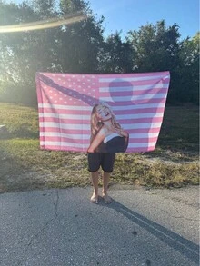 Custom Photo Pink American Flag Personalized Tapestry Design Your Image Funny Flag Tapestry Bedroom Decor, Pink American Flag - 1PC - Xem 2