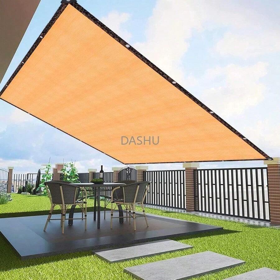 3x4m UV Block Sun Shade Cloth 95% UV Protection, 185GSM Heavy-Duty Shade Sail for Outdoor Patio Garden Activities - Marrón claro - Ver 1