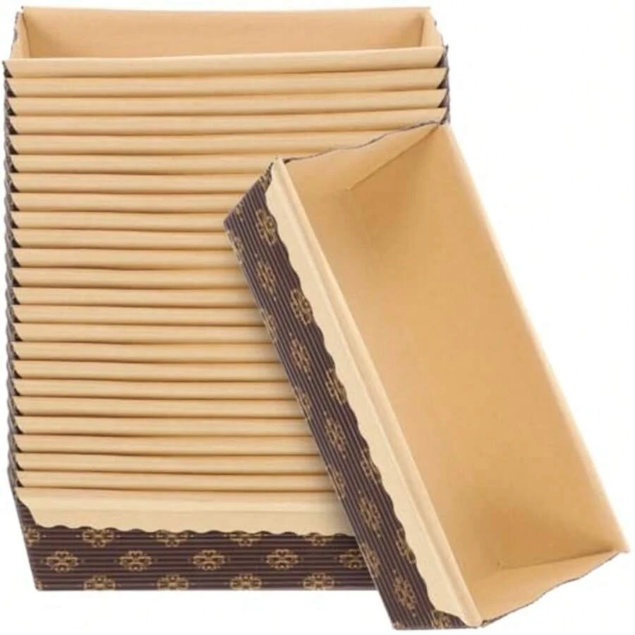 CYPNHousoutil 25 Moldes De Pan De Papel Café Rectangular Papel Para Hornear Moldes De Para Pasteles Pan Horno aderíaFashion - 219866604 - Ver 1