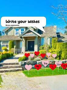 6pcs/1pc Heart-Shaped Plastic Decorations, Modern Garden Decor, Freestanding, Battery-Free, Suitable For Weddings And Outdoor Events - Multicolor - View 7