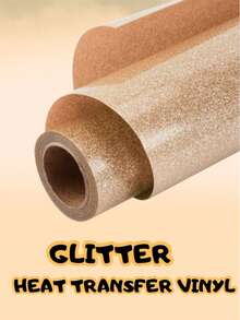 Champagne Glitter Heat Transfer Vinyl Roll - Permanent Vinyl Suitable For T-Shirts, DIY Sewing And Knitting Projects, Easy To Cut And Heat Press - W - View 3