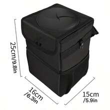 1pc Car Trash Can With Lid And Storage Bag, Leak-Proof Car Trash Bin, Multi-Function Car Trash Can - Multicolor - View 3
