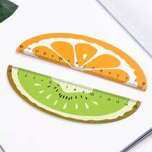2/4pcs Random Color Korean Style Wooden Cartoon Faux Fruit Ruler, Student Stationery Office Supplies, Fun Math Ruler Drawing Ruler Stationery Back To School Prizes Gifts - Multicolor - View 3