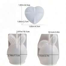 3pcs Easter Bunny + Woven Heart Shaped Candle Molds, Plaster Resin Molds For DIY Handmade Candles, Easter Decor, Valentine's Day Gifts - White - View 8