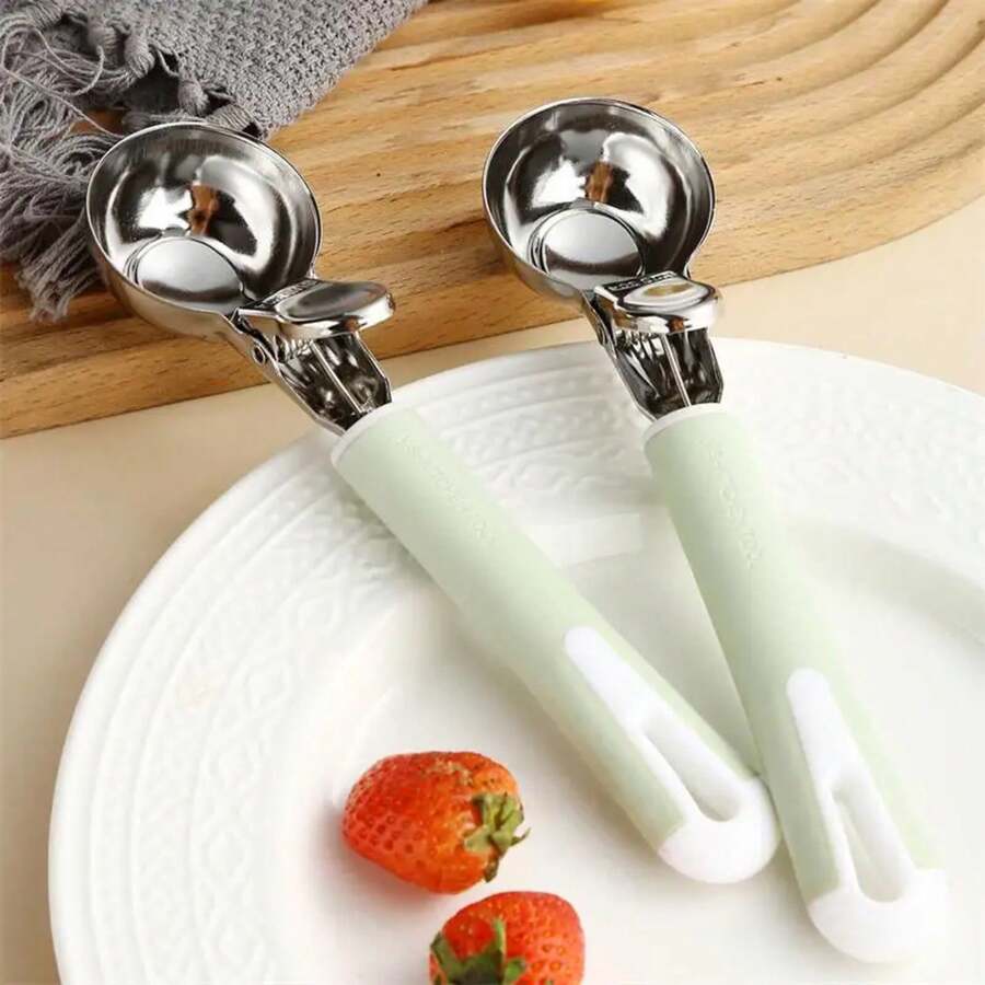 Cuchara de helado de acero inoxidable 304, excavadora antiadherente, cuchara de yogur para bolas de fruta de sandía, herramienta multifuncional para cocina y bar - Talla única - Ver 1